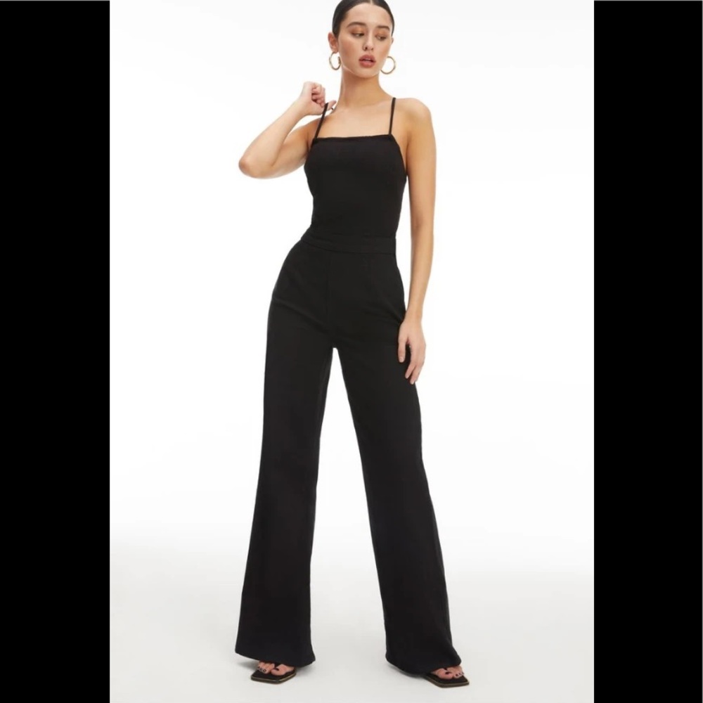 Good American Vacay Palazzo Jumpsuit Black 1